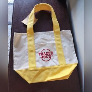 MINI SIZE Trader Joe's Yellow and White Tote Bag